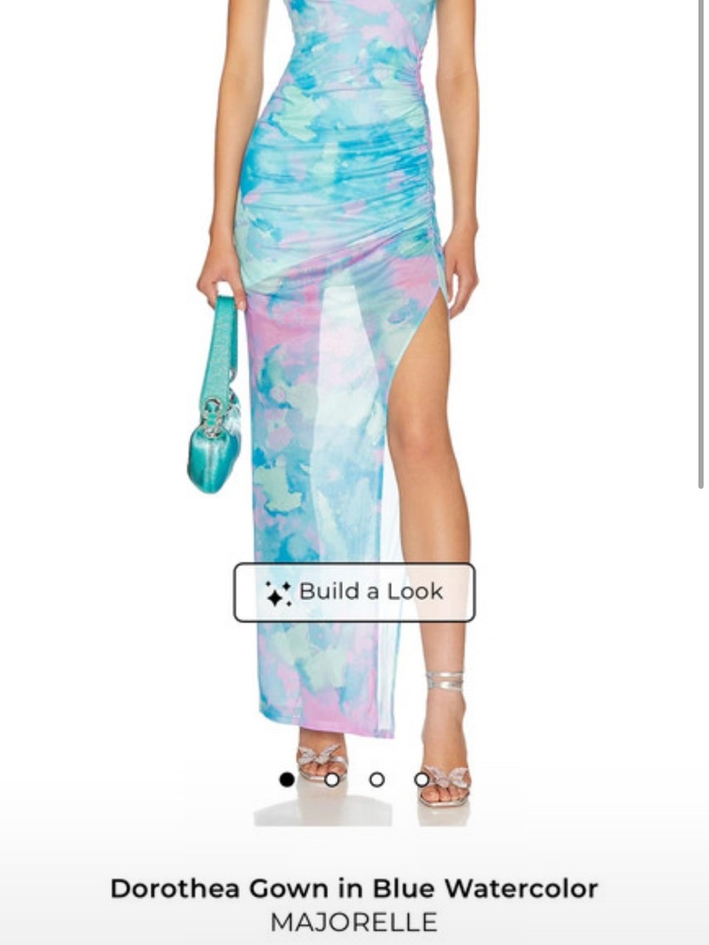 MAJORELLE Watercolor Ruched Maxi Coverup in Pastel Blue and Pink